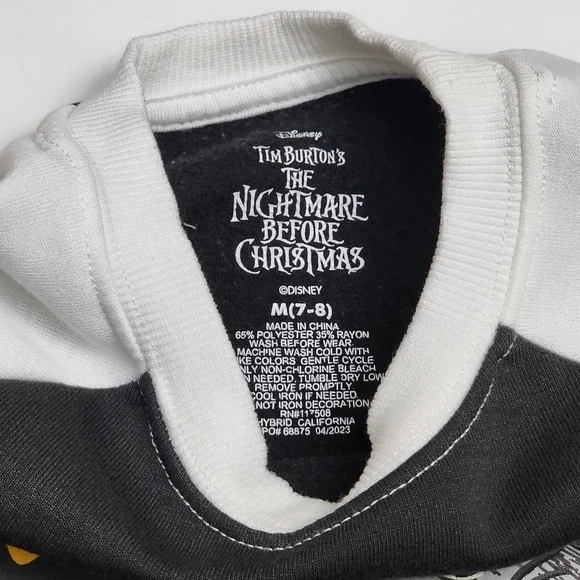 Unisex Boys Girls Disney Nightmare Before Christmas Fleece Sweatshirt Size M 7-8